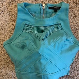 Teal Crop Top with Full Back Zipper